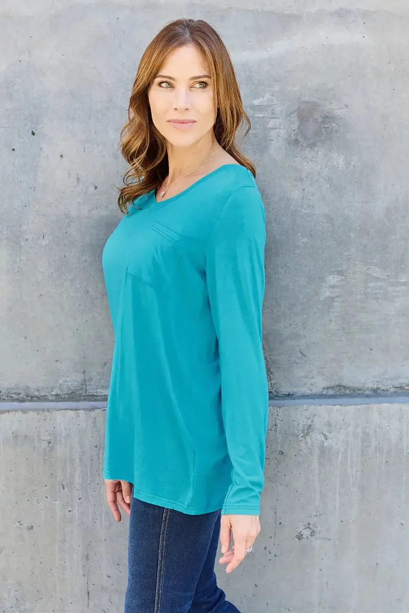 Full Size V-Neck Long Sleeve Top 26