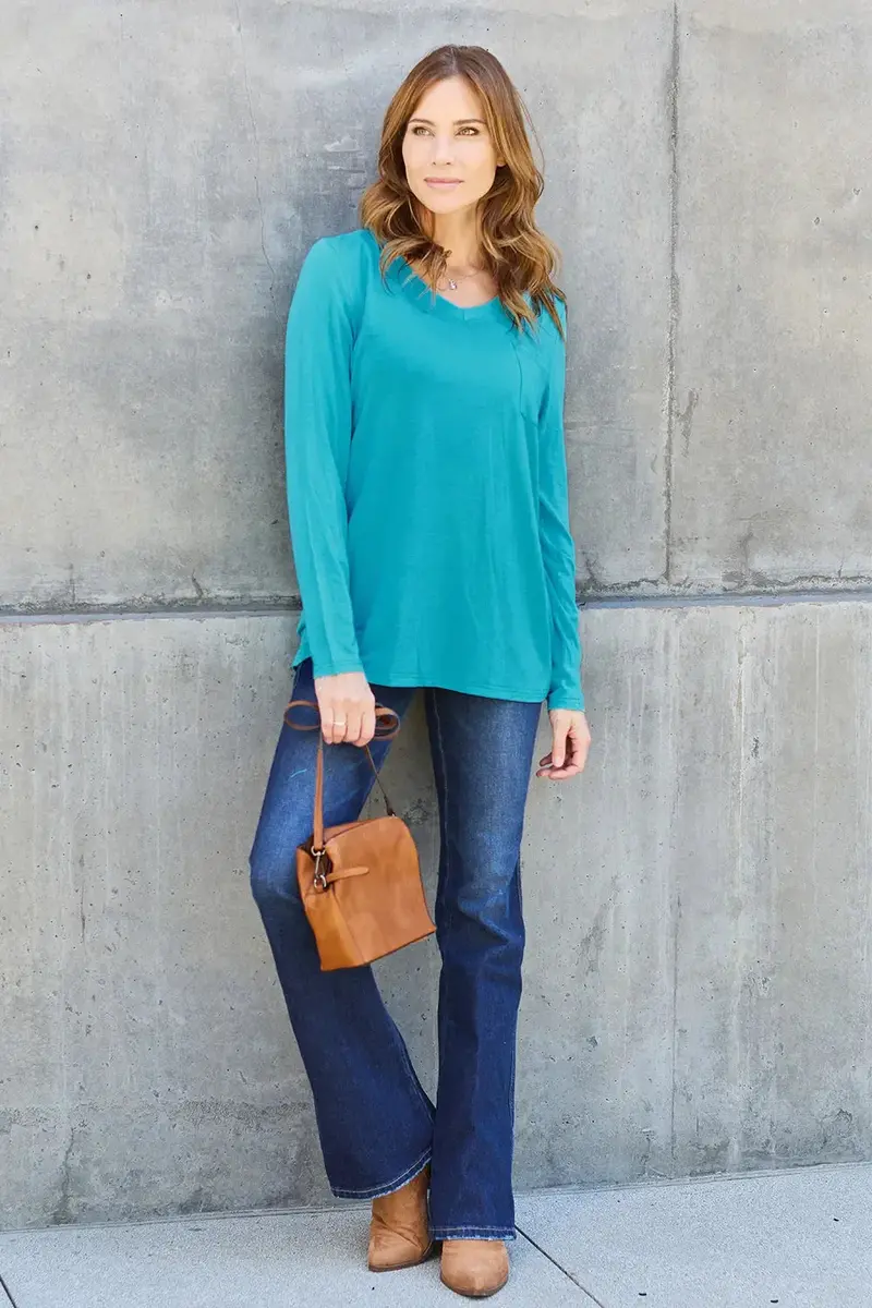 Full Size V-Neck Long Sleeve Top 29