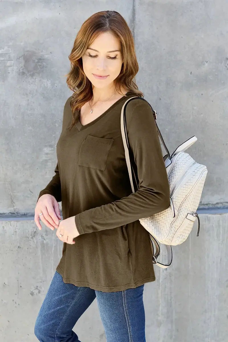 Full Size V-Neck Long Sleeve Top 4