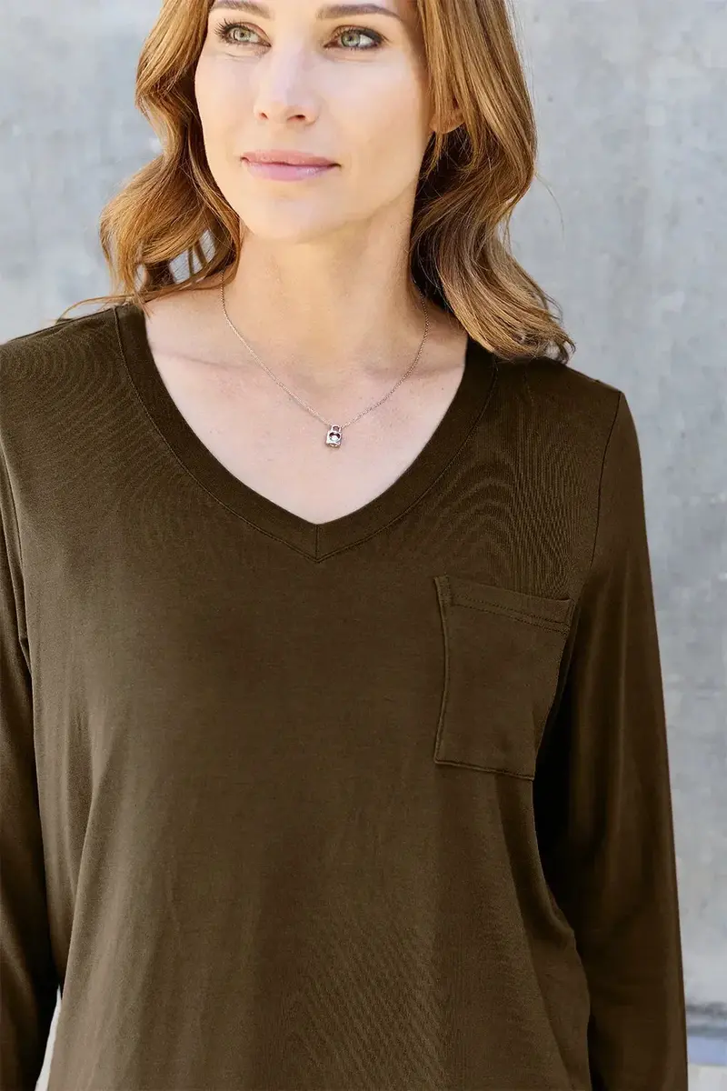 Full Size V-Neck Long Sleeve Top 6