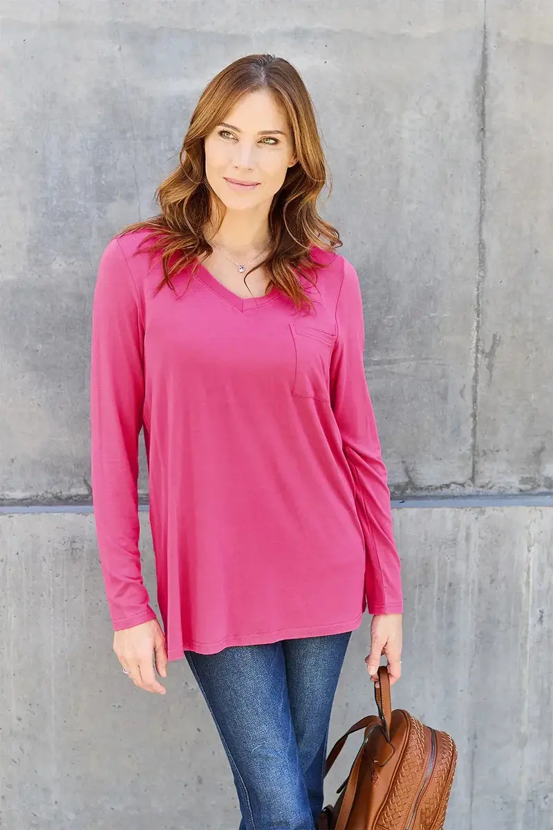 Full Size V-Neck Long Sleeve Top 7