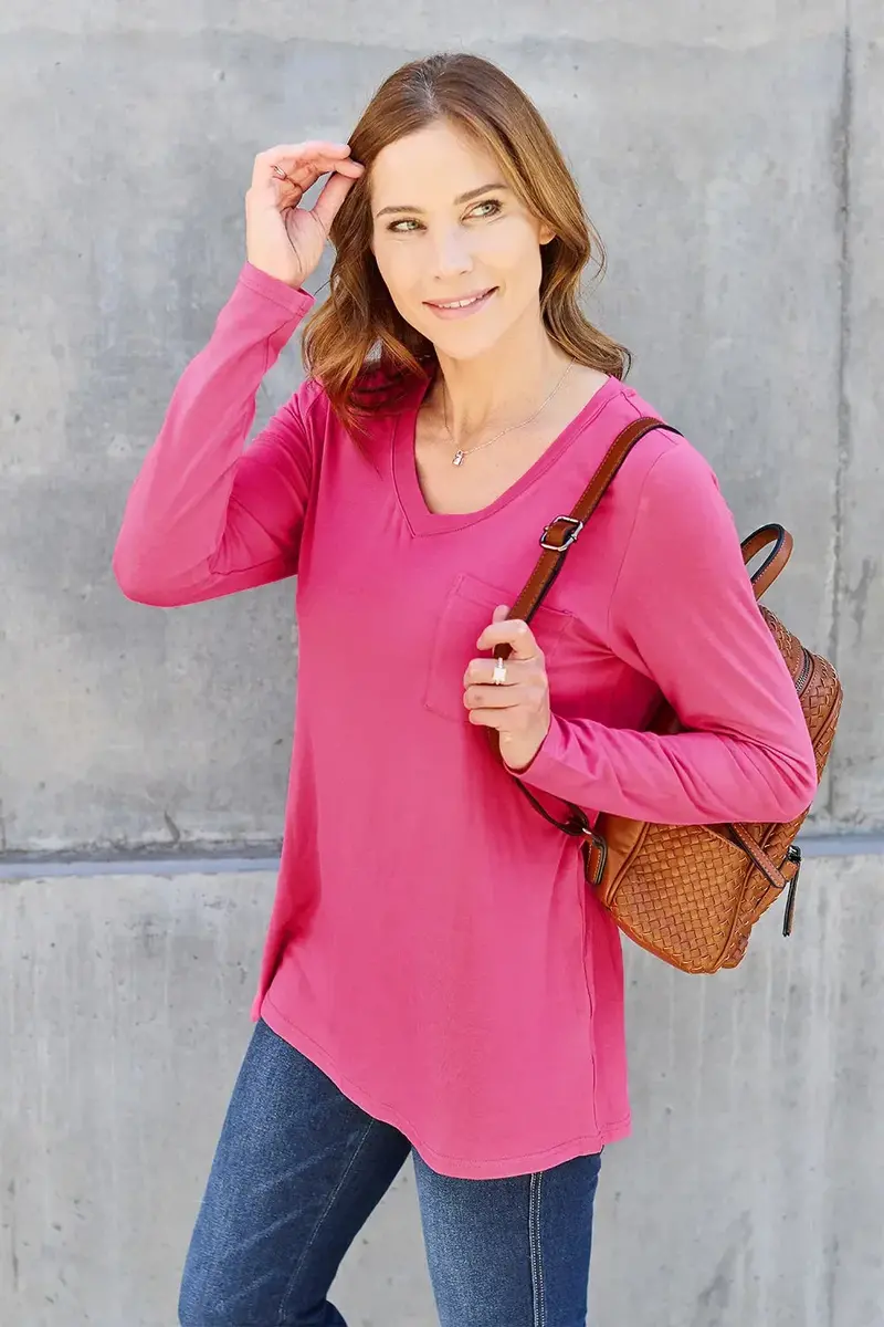 Full Size V-Neck Long Sleeve Top 8