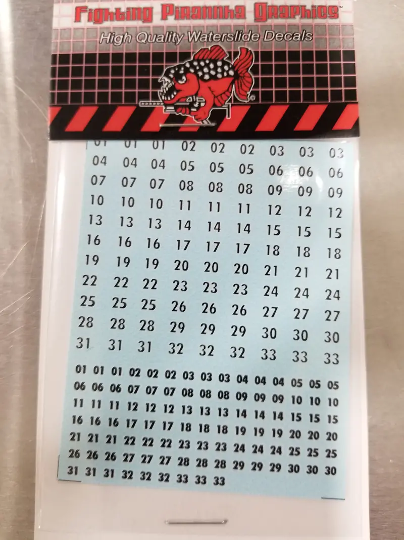 Futura Numbers Black On White #1-33 Decals 1