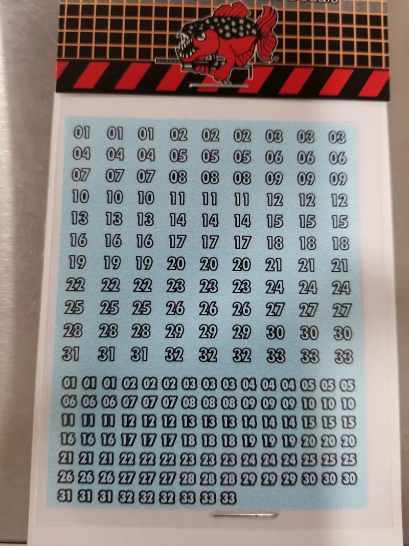 Futura Numbers White On Black #1-33 Decals 1