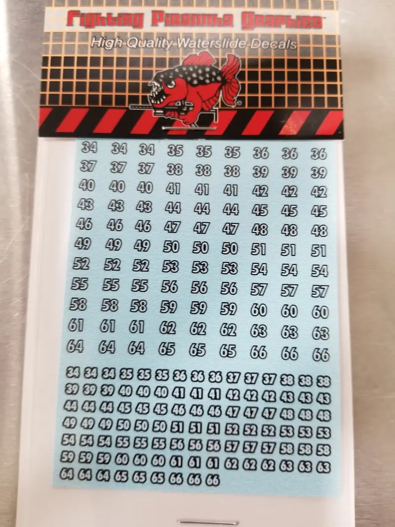 Futura Numbers White On Black #34-66 Decals 1
