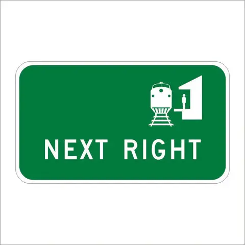 G95f (Ca) Train Station Next Right Sign 1