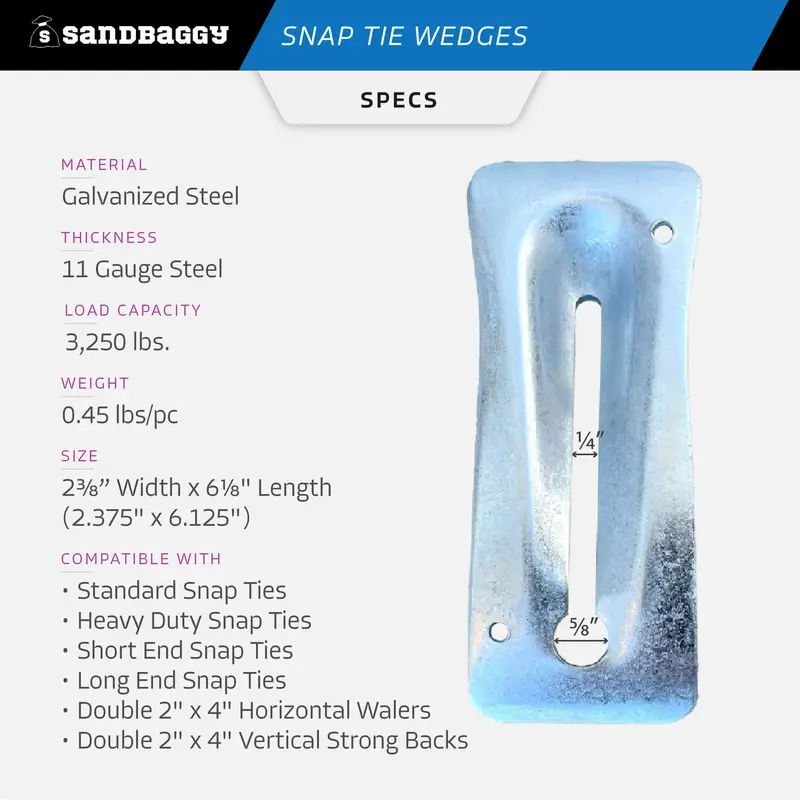 Galvanized Steel Snap Tie Wedges For Concrete (2 ⅜" X 6 ⅛") 3