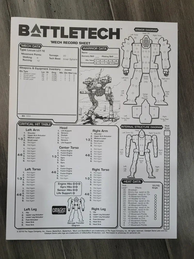 Game Of Armored Combat Record Sheets (Agoac Box Set) 1