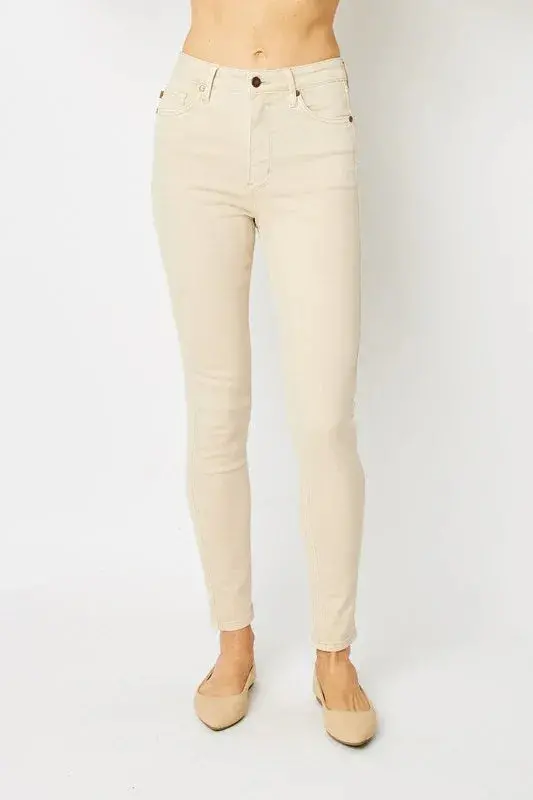Garment Dyed Tummy Control Skinny Judy Blue Jeans 1