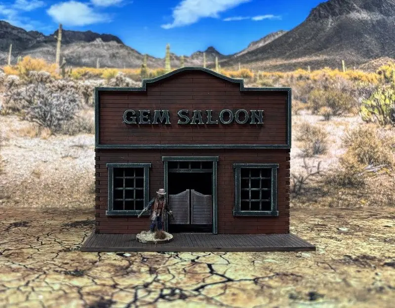 Gem Saloon 28Mm Terrain Old West Building Kit Mdf 1
