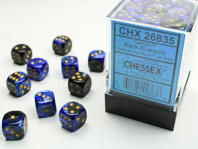 Gemini® 12Mm D6 Black-Blue/Gold Dice Block™ (36 Dice) 1
