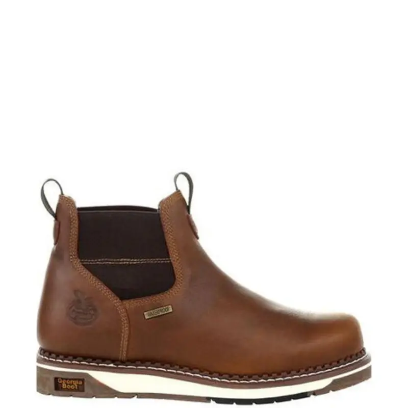 Georgia Boot Men's Wedge Sole 5" Waterproof Eh  Steel Toe Chelsea Boot 1