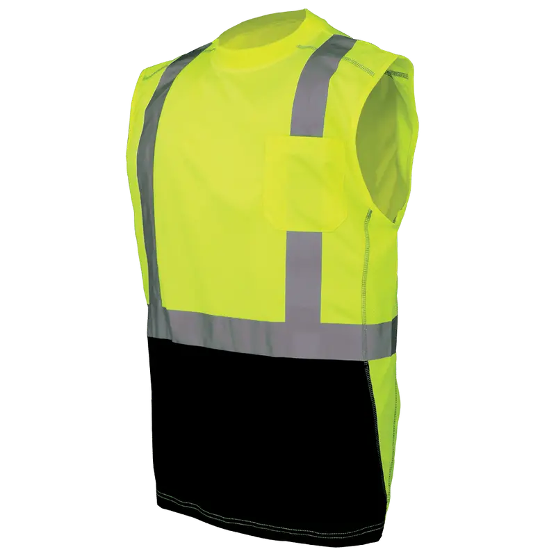 Ggs Frogwear® Hv Premium Athletic-Type High-Visibility Black Bottom Sleeveless Safety Shirt - Glo-202 1