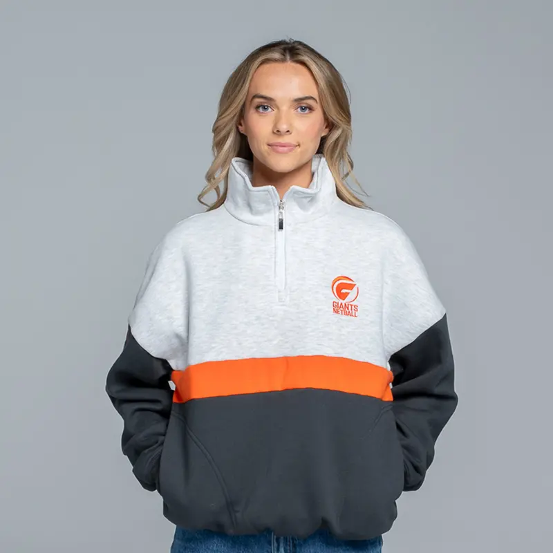 Giants Netball Tri Colour Half Zip Fleece Top 1