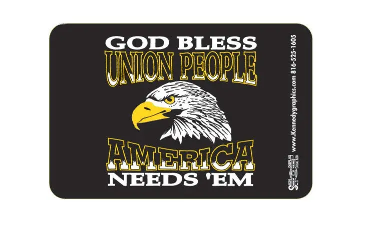 God Bless Union People Eagle Hard Hat Sticker #S12 1