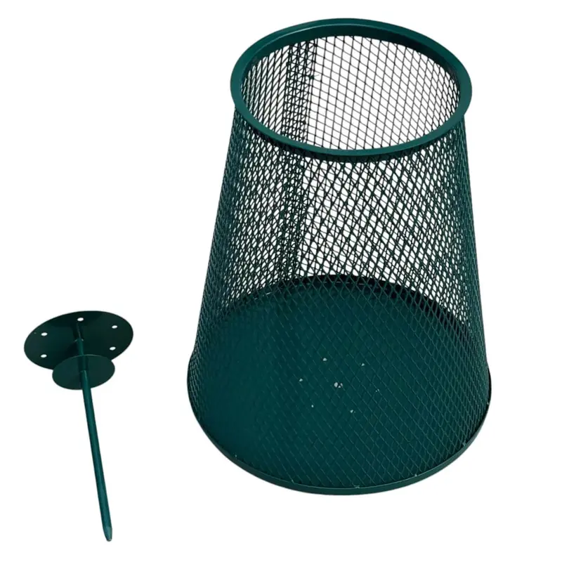 Golf Course Trash Can (9 Gallon) - Green Metal Wire Mesh 1