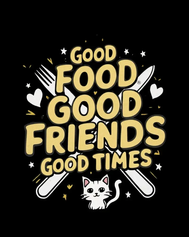 Good Food Good Friend Good Time Cotton T-Shirt 2