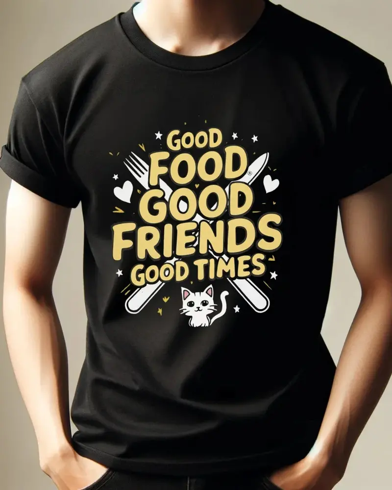 Good Food Good Friend Good Time Cotton T-Shirt 4