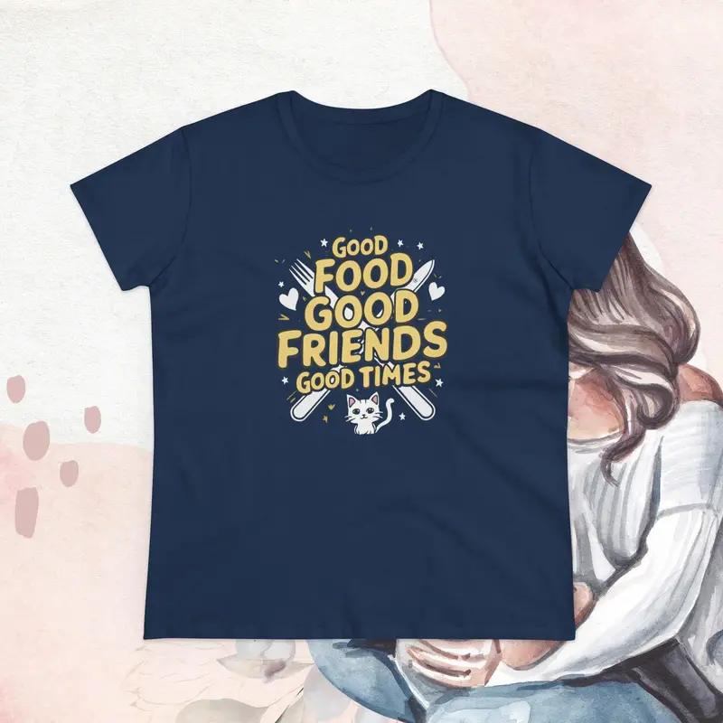 Good Food Good Friend Good Time Women Cotton T-Shirt 11