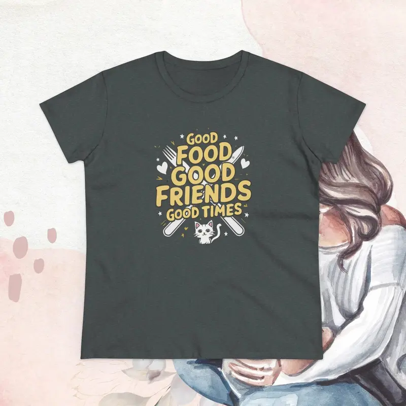 Good Food Good Friend Good Time Women Cotton T-Shirt 17