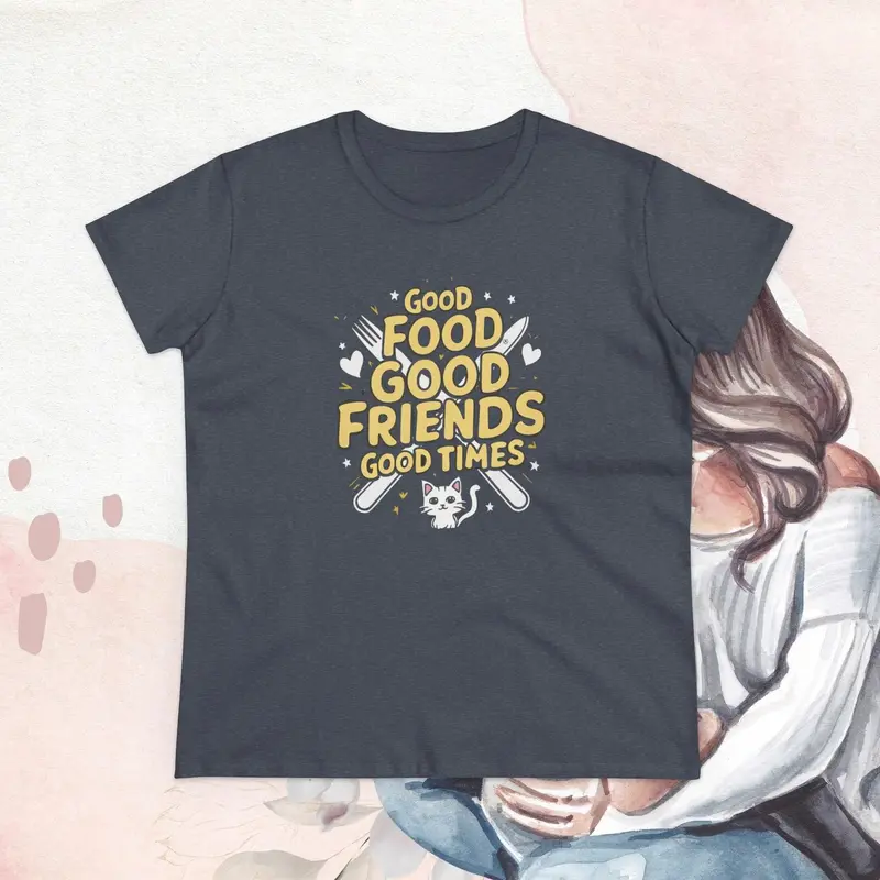 Good Food Good Friend Good Time Women Cotton T-Shirt 21