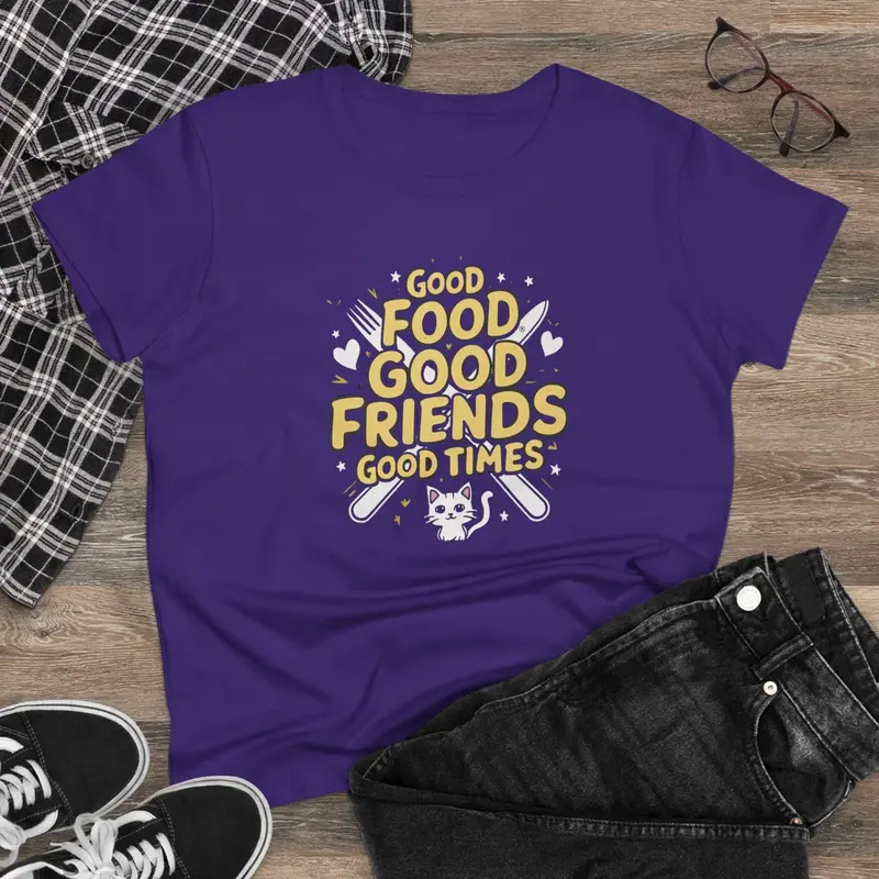Good Food Good Friend Good Time Women Cotton T-Shirt 5