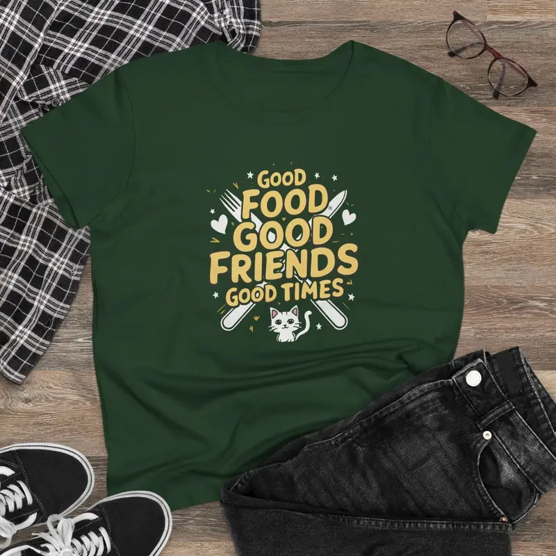 Good Food Good Friend Good Time Women Cotton T-Shirt 7