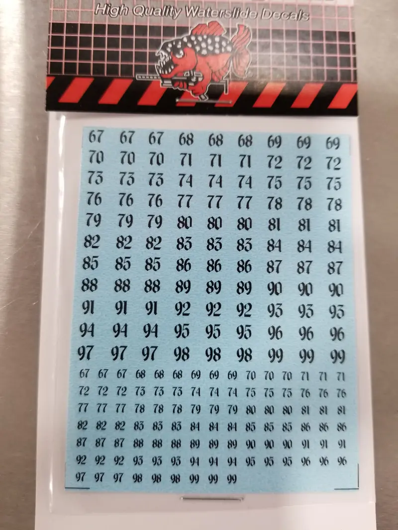 Gothic Type 1 Numbers Black #67-99 Decals 1