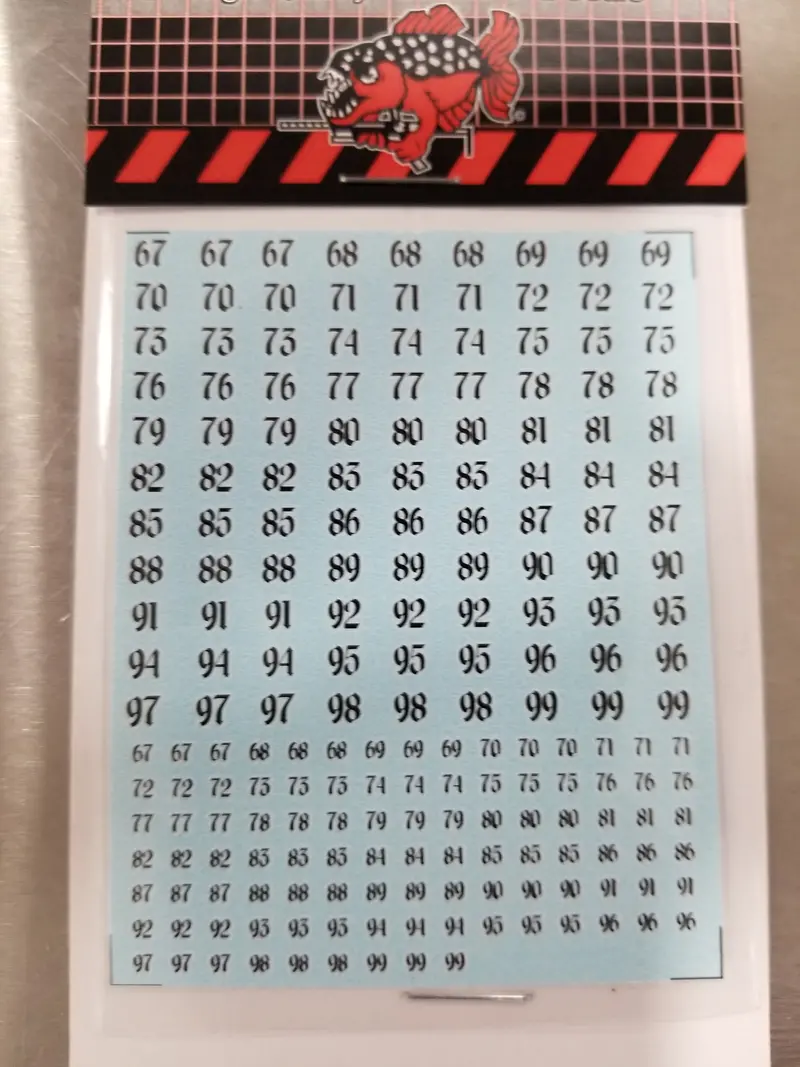 Gothic Type 1 Numbers Black On White #67-99 Decals 1