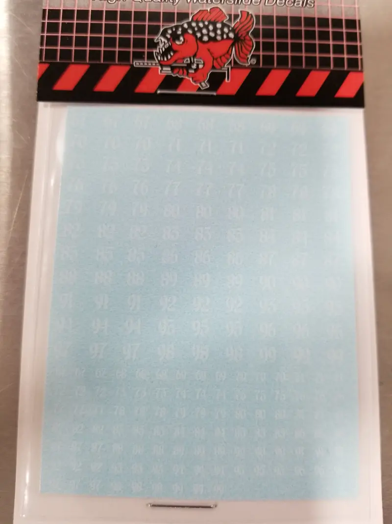 Gothic Type 1 Numbers White #67-99 Decals 1