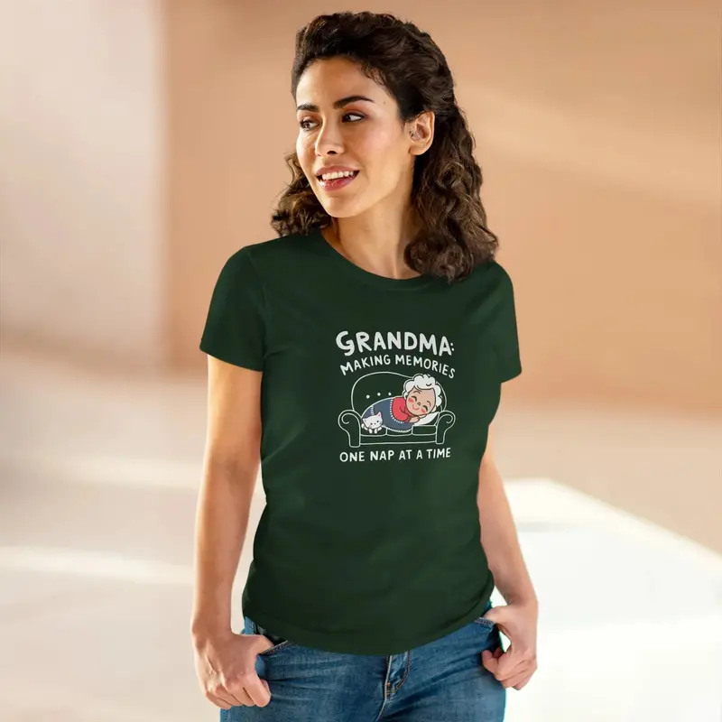 Grandma Making Memory One Nap A Time Women Cotton Tshirt 14