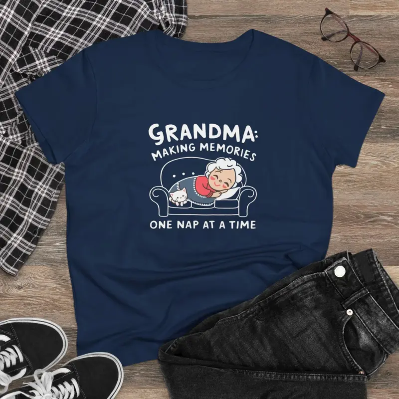 Grandma Making Memory One Nap A Time Women Cotton Tshirt 2