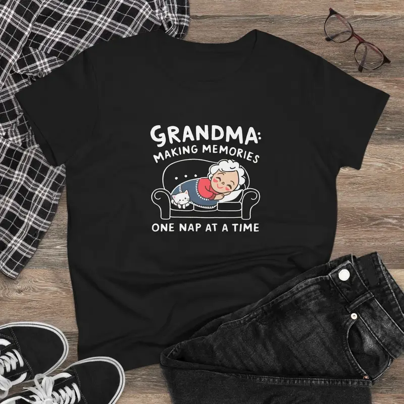 Grandma Making Memory One Nap A Time Women Cotton Tshirt 3