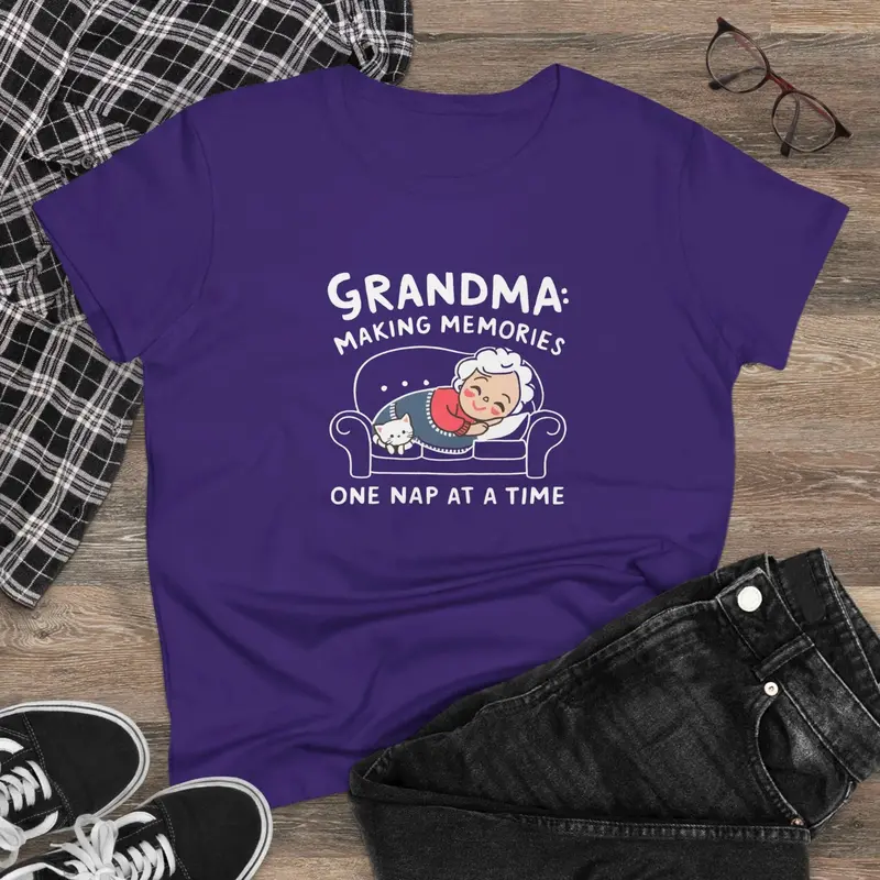 Grandma Making Memory One Nap A Time Women Cotton Tshirt 5