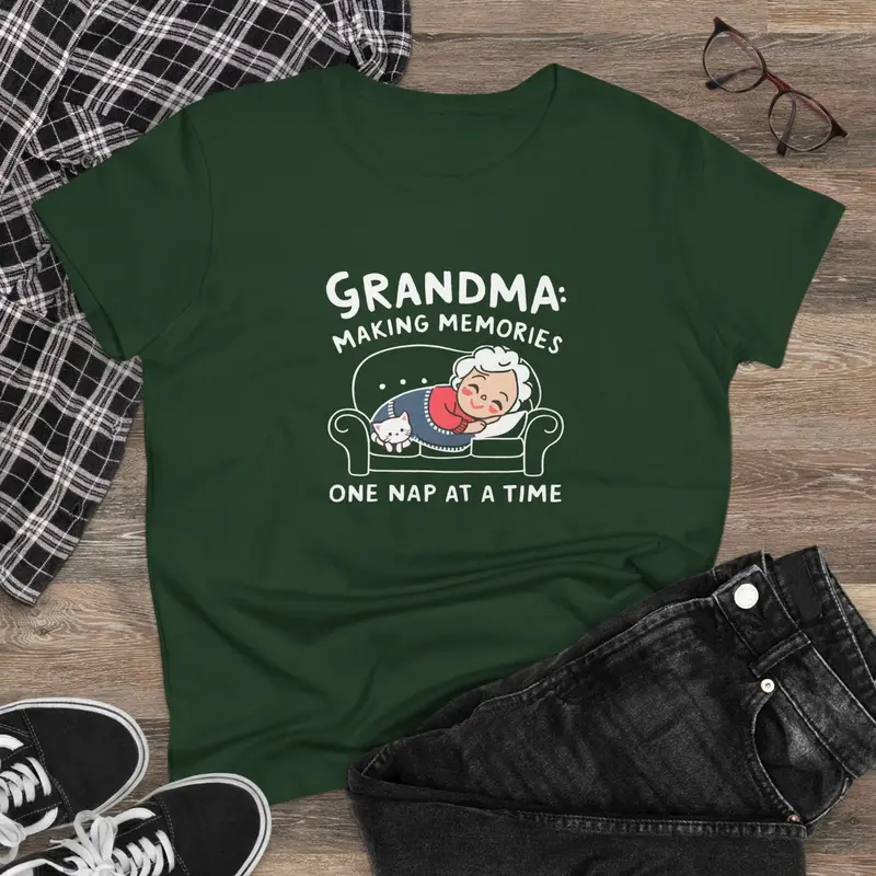 Grandma Making Memory One Nap A Time Women Cotton Tshirt 6