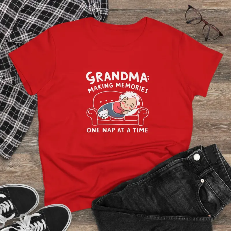 Grandma Making Memory One Nap A Time Women Cotton Tshirt 7