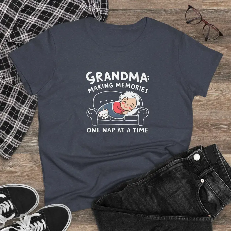 Grandma Making Memory One Nap A Time Women Cotton Tshirt 7