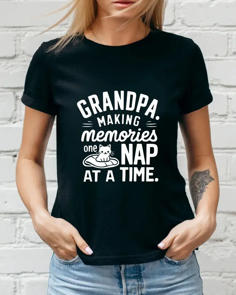 Grandpa Making Memory One Nap A Time Cotton T-Shirt 3