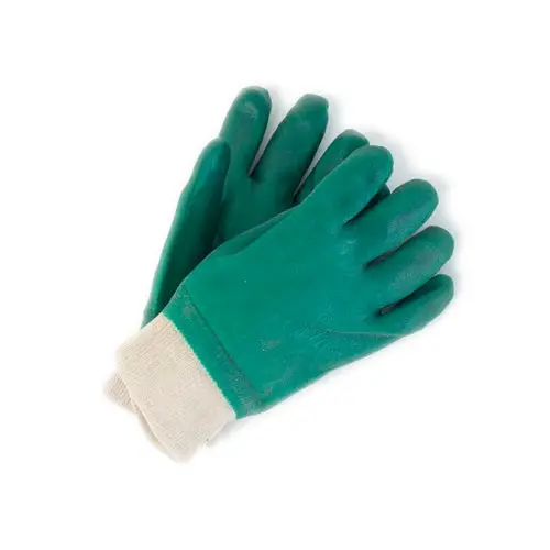 Green Double-Dipped Pvc Gloves With Knit Wrist 1