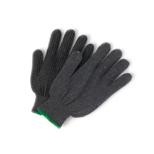 Grey Economy Poly-Cotton String Knit Glove With Palm Dots 1
