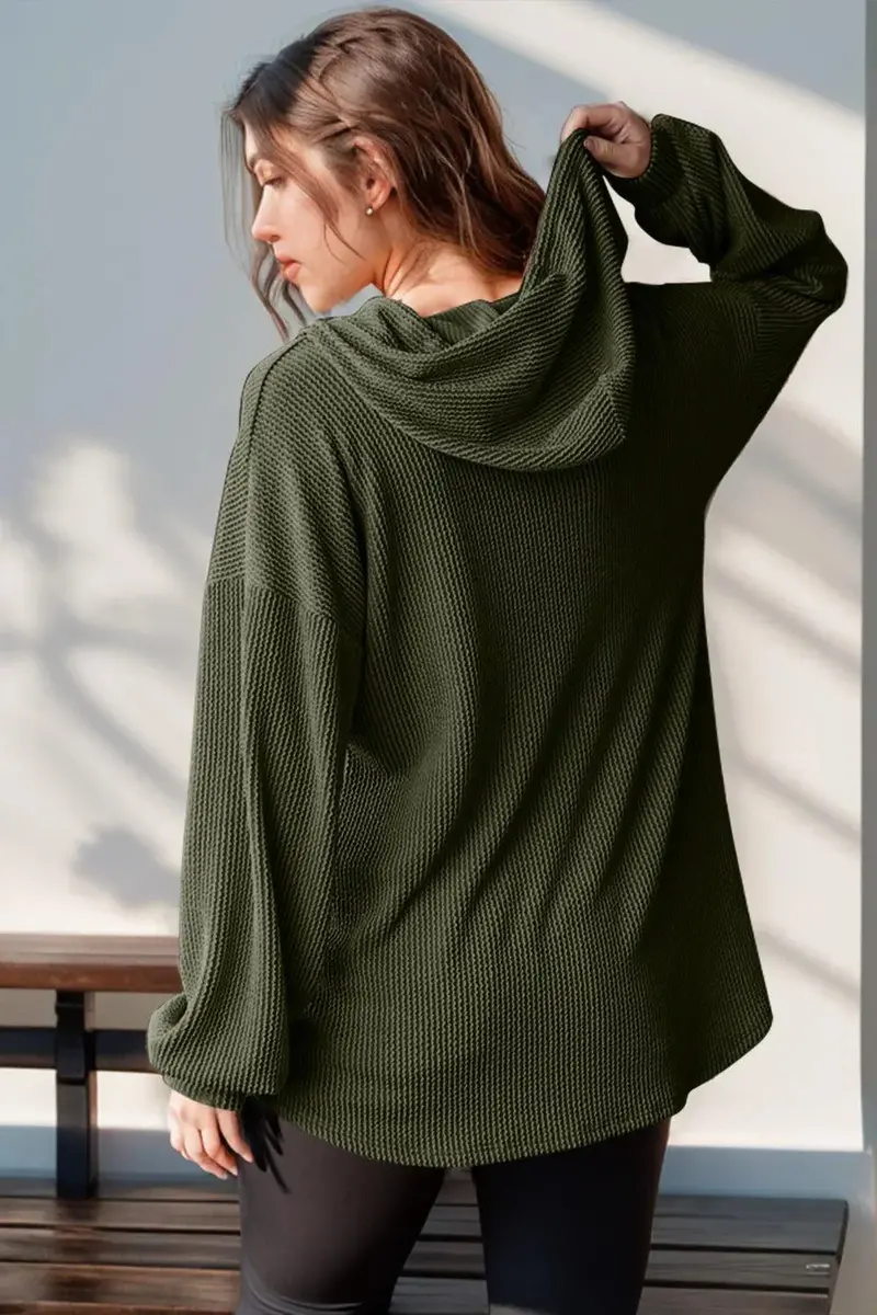 Half Button Long Sleeve Hoodie 2