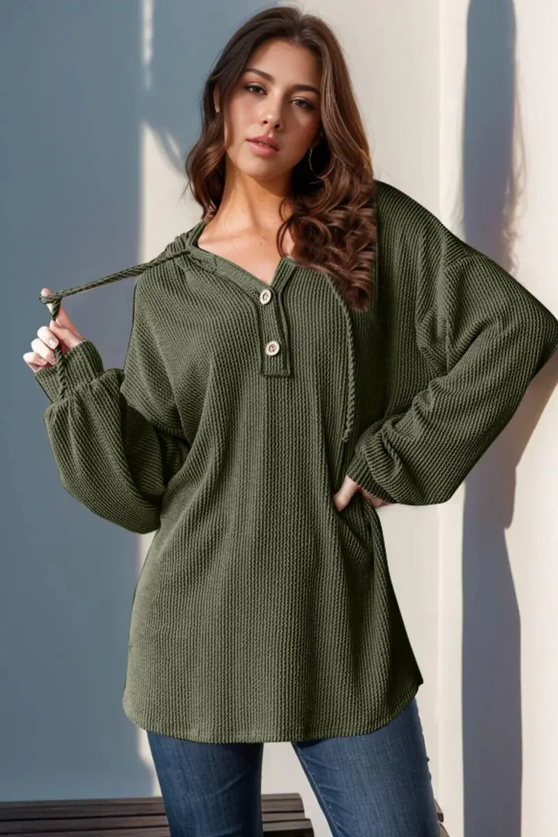 Half Button Long Sleeve Hoodie 3