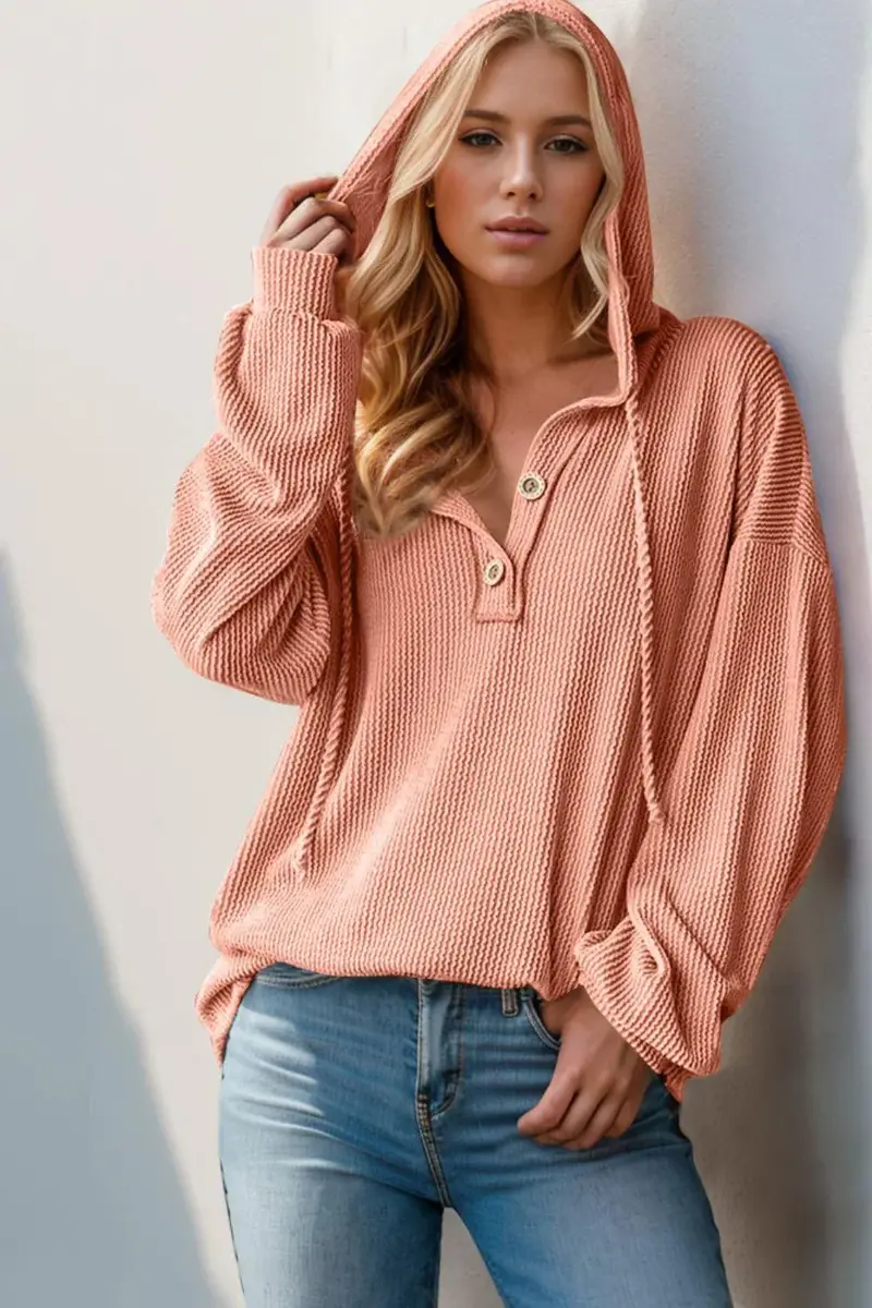 Half Button Long Sleeve Hoodie 7