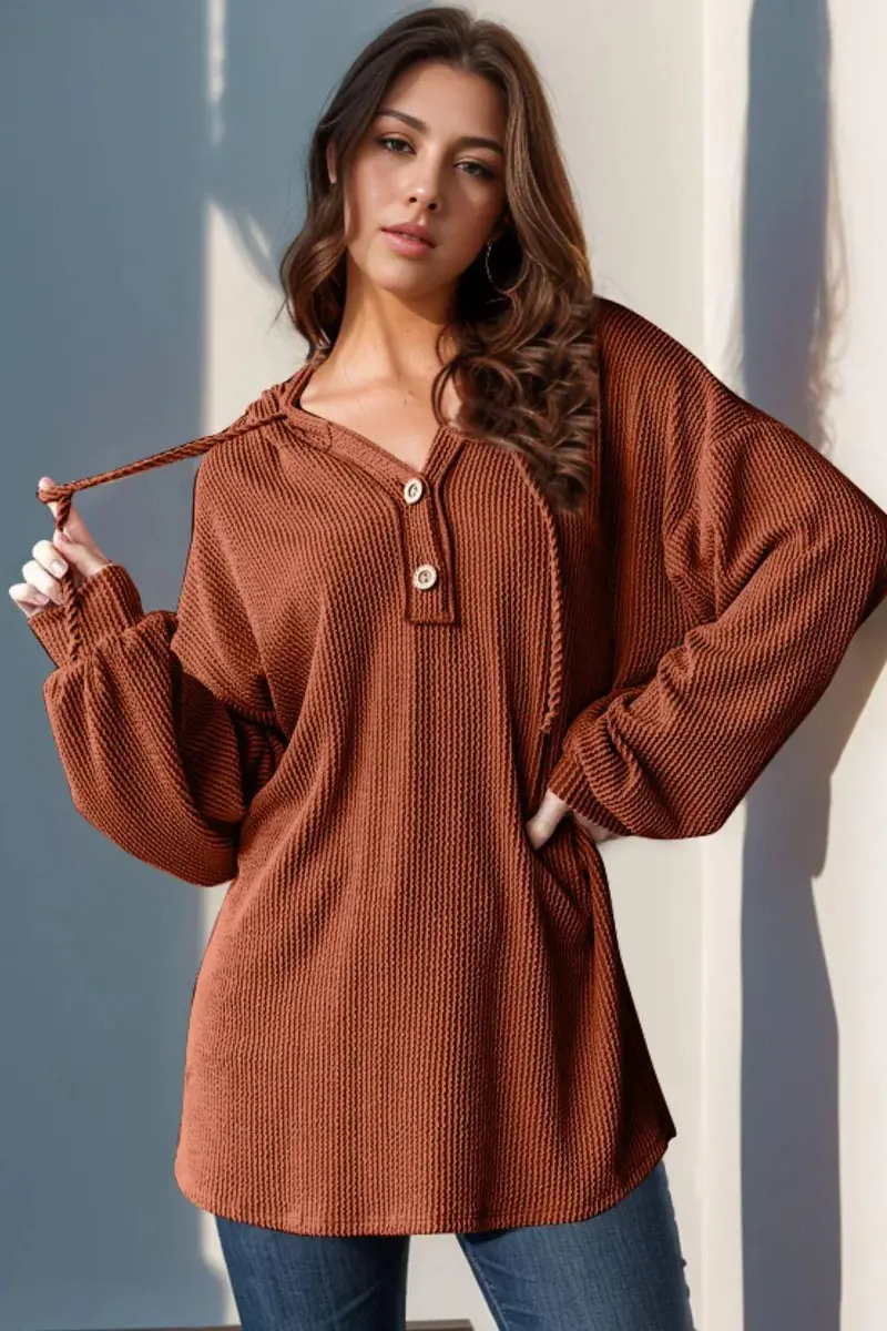 Half Button Long Sleeve Hoodie 8