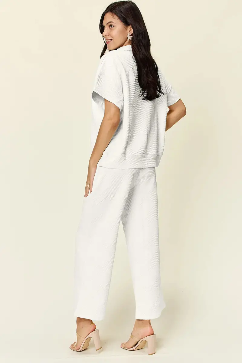 Half Zip Short Sleeve Top And Pants Set 3