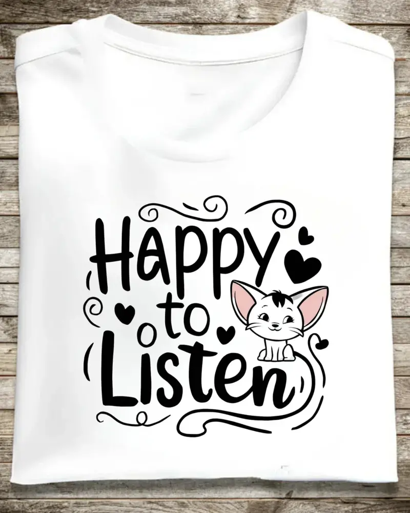 Happy To Listen Cotton T-Shirt 1
