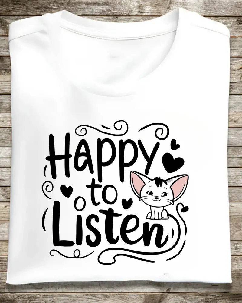 Happy To Listen Cotton Tshirt 1