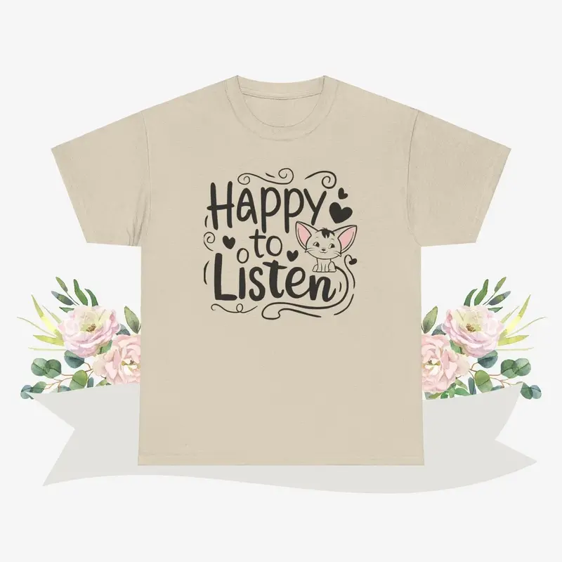 Happy To Listen Cotton Tshirt 8