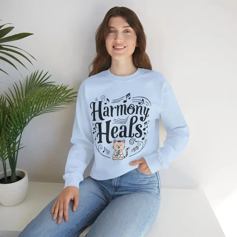 Harmony Heal Heavy Unisex Cotton Crewneck Sweatshirt 11