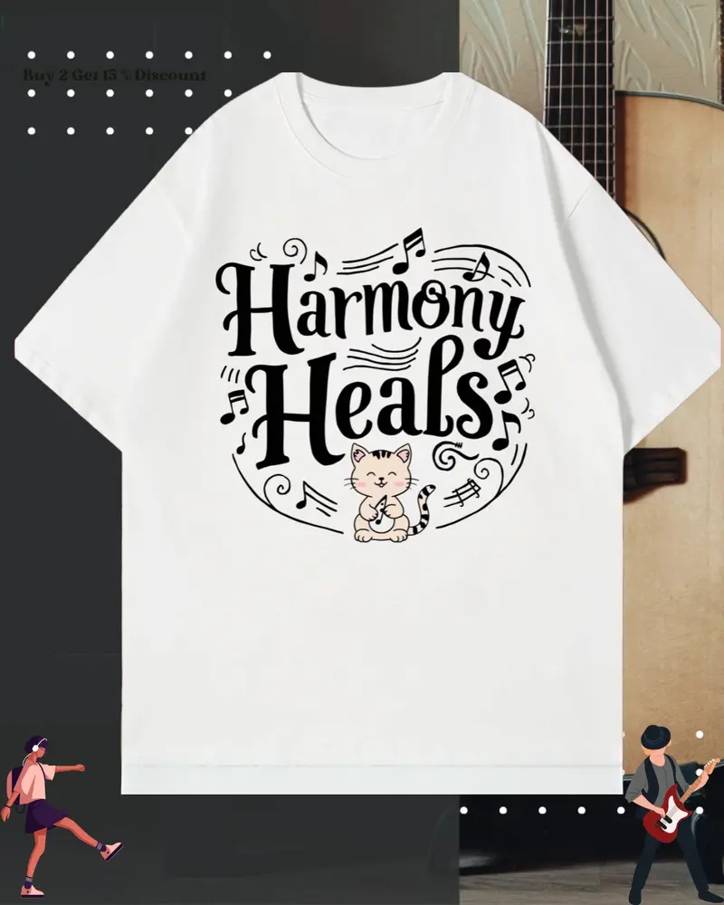 Harmony Heal Unisex Musiclover Oversized Boxy Tshirt 1